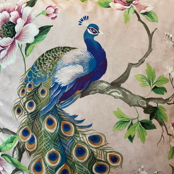 Austin Horn Classics Paradise Peacock 22in Decorative Pillow Velvet Finish NEW - Picture 7 of 16